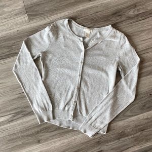 H&M Fine-knit Basic Cotton Cardigan Light Grey Marl Size XS